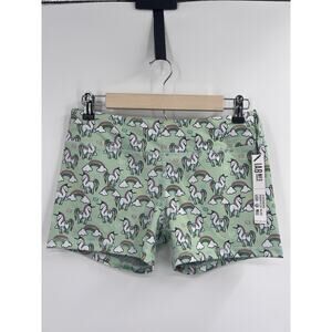 I Am Becoming Green Unicorn Athletic Biker Shorts Large NWT 3” Inseam